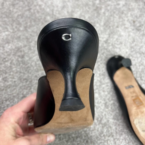 Beautiful Coach Black mule kitten pumps size 7.5 - Picture 5 of 9